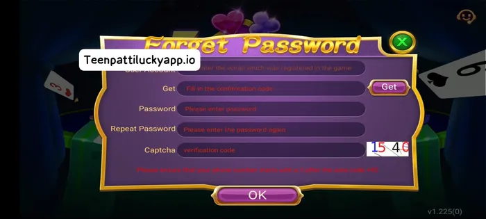 Teen patti lucky pasword reset